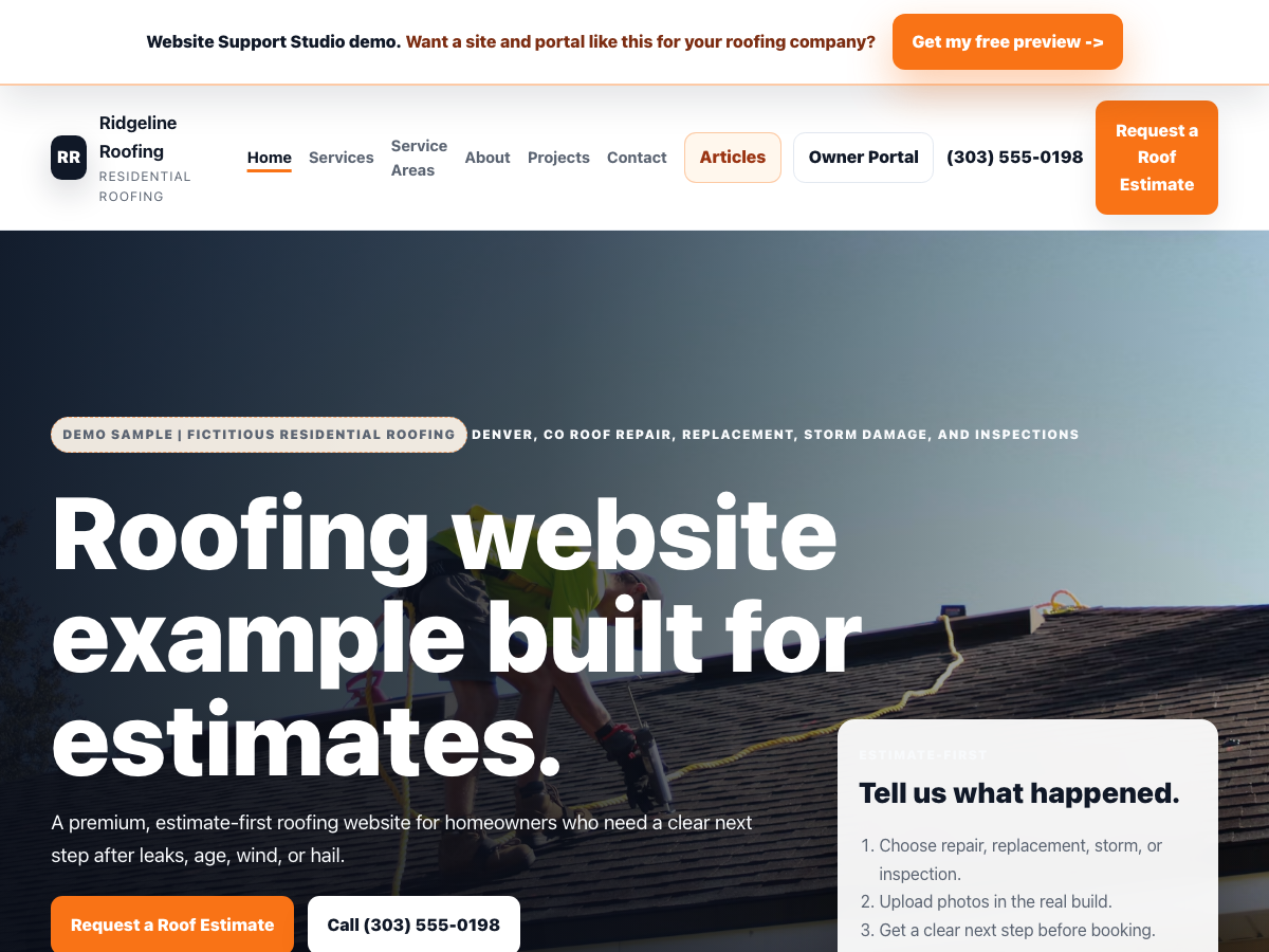 Ridgeline Roofing sample website